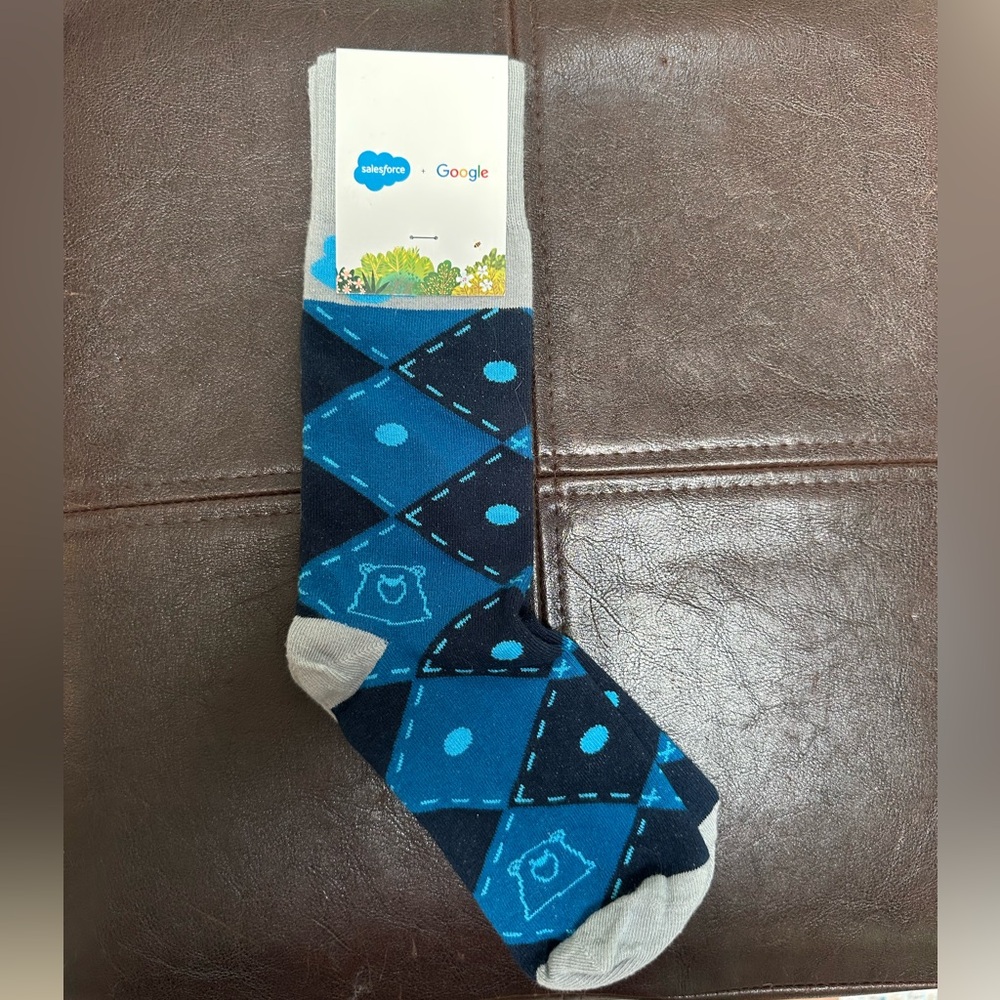 Salesforce x Google Argyle Tech Socks | NWT | Rare Swag
